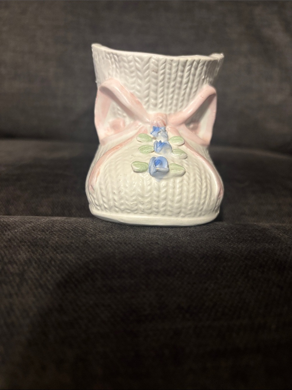 Vintage 1960s NAPCO Japan Ceramic Pink Baby Bootie Planter - V4697